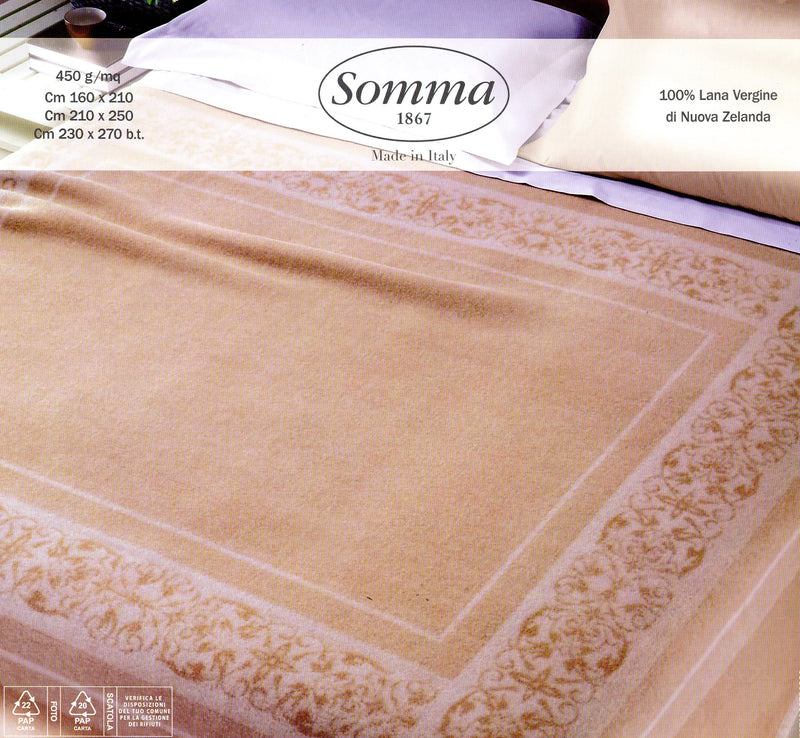 Coperta matrimoniale in pura lana "GRETA 220 var.beige chiaro" di Somma
